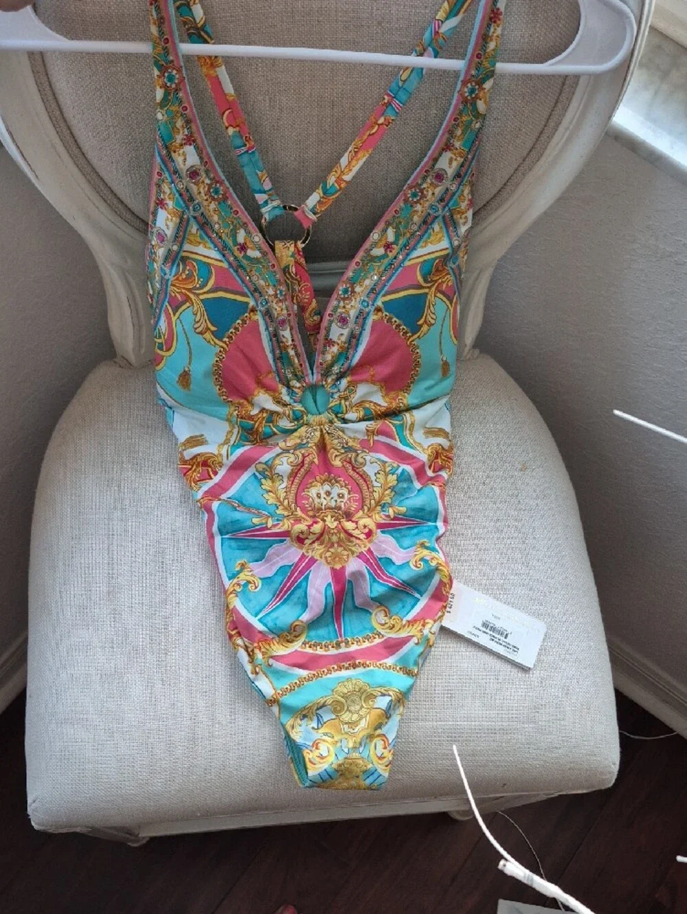 Nwt Camilla Sail Away With Me Plunge One-Piece Swimsuit with V-Ring Detail